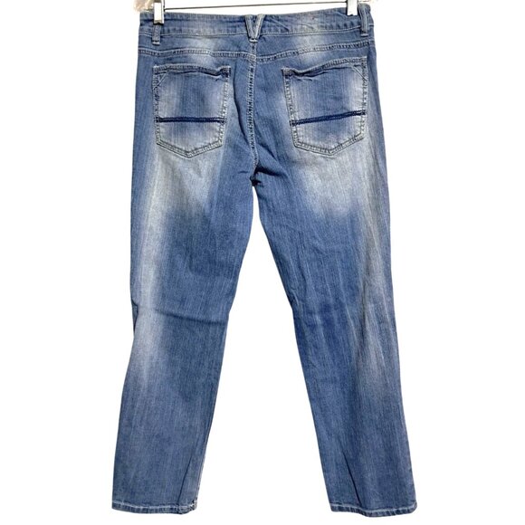 Mossimo Supply Co Jeans Womens Size 9 Distressed Trashed Ankle Crop Blue 99% Cot - Picture 2 of 9